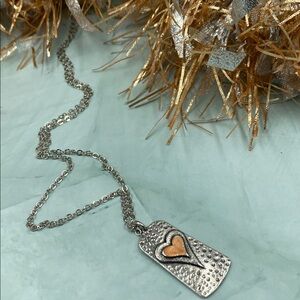 Giftable Silver and Brass Heart Pendant Necklace with Gift Box